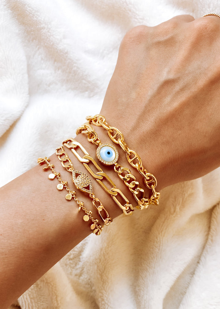 Blue Evil Eye Bracelet - Gold Filled
