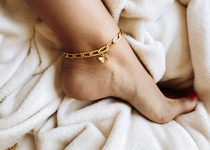 Emine Butterfly Anklet - Gold Filled