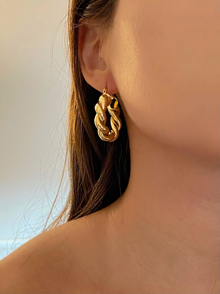 Chunky Twist Hoops - Gold Filled