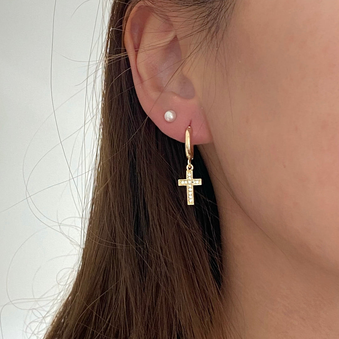 Cross Earrings - Gold Filled