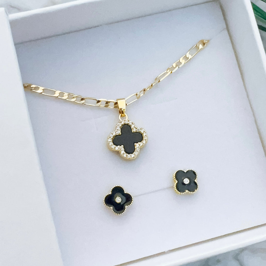 Double side Luck Necklace + Earrings Gift Set