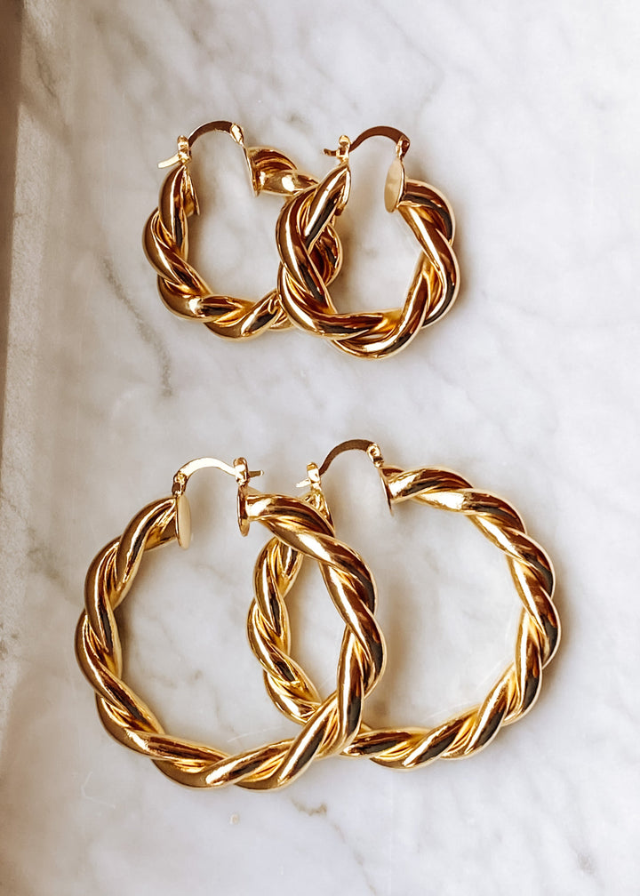 Chunky Twist Hoops - Gold Filled