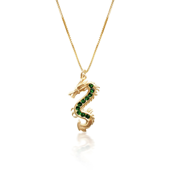 Green Dragon Necklace - Gold Filled