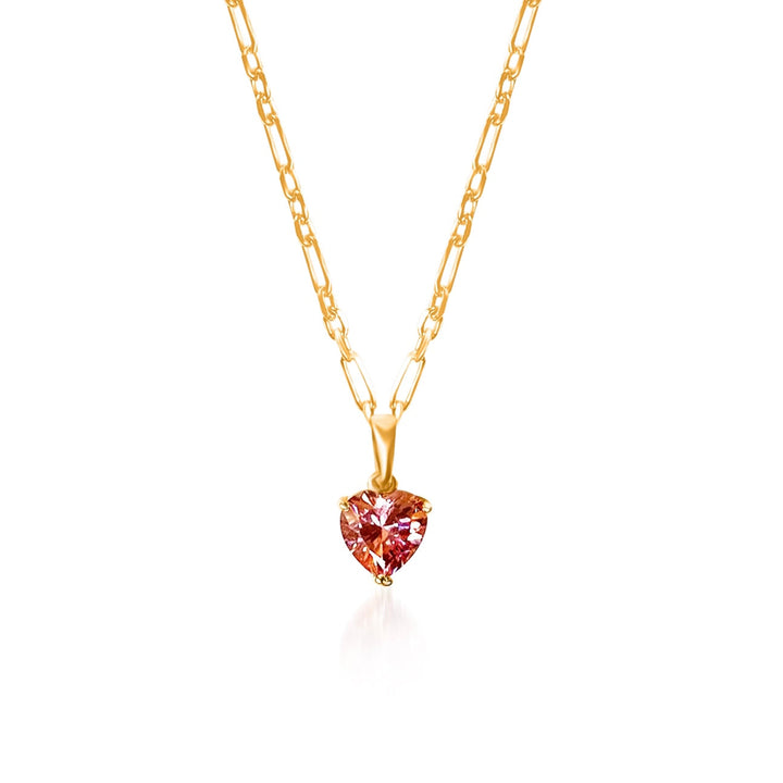 Pink Heart Diamond Necklace - Gold Filled