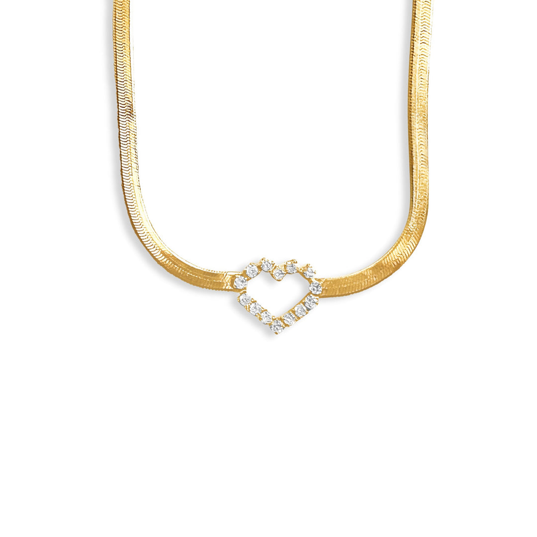 Heart Herringbone Necklace - Hold Filled