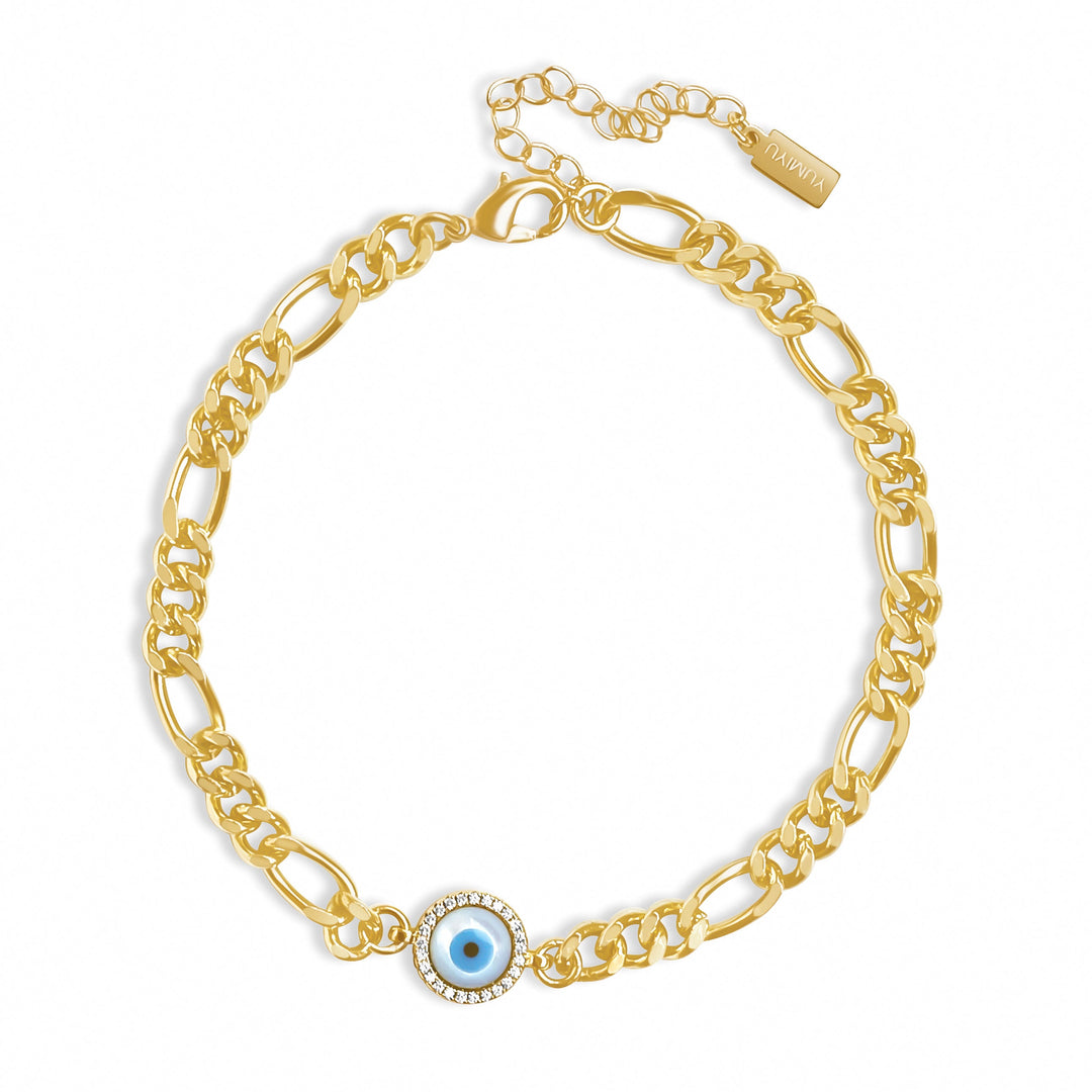 Blue Evil Eye Bracelet - Gold Filled