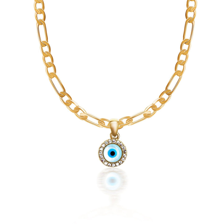 Sapphire Evil Eye Necklace - Gold Filled